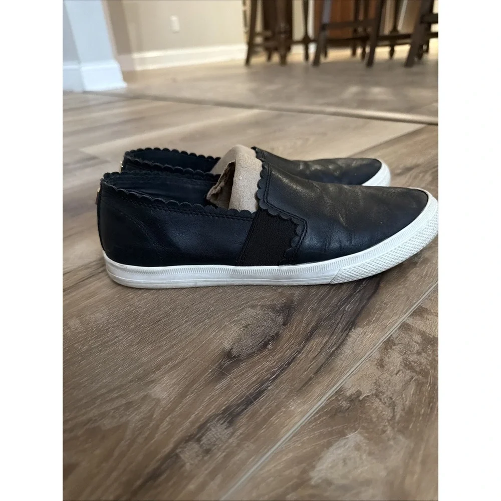 Lauren Ralph Lauren Jinny Leather Slip On Sneakers‎ 8 Black Minimalist Comfort